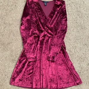 Forever 21 Medium Red Velvet Long Sleeved Dress